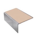 Square aluminium stair nosing, 56mm tread, sahara insert, mill finish finish