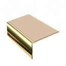 Square aluminium stair nosing, 56mm tread, sahara insert, mirrorflect gold finish