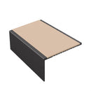 Square aluminium stair nosing, 56mm tread, sahara insert, satin black finish