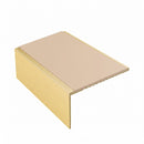 Square aluminium stair nosing, 56mm tread, sahara insert, satin gold finish