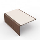 Square aluminium stair nosing, 56mm tread, white insert, dark bronze finish