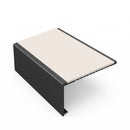 Square aluminium stair nosing, 56mm tread, white insert, satin black finish