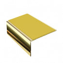 Square aluminium stair nosing, 56mm tread, yellow insert, mirrorflect gold finish
