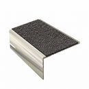 Square edge aluminium stair nosing, 56mm tread, obsidian (dark charcoal) Mor Grip insert, bright polished finish