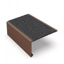 Square edge aluminium stair nosing, 56mm tread, obsidian (dark charcoal) Mor Grip insert, dark bronze finish