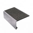 Square edge aluminium stair nosing, 56mm tread, obsidian (dark charcoal) Mor Grip insert, mill finish finish