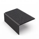 Square edge aluminium stair nosing, 56mm tread, obsidian (dark charcoal) Mor Grip insert, satin black finish