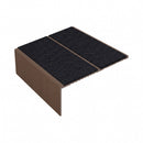 Square edge aluminium stair nosing, 85mm tread, coal (black) exterior grip insert, dark bronze finish