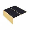 Square edge aluminium stair nosing, 85mm tread, coal (black) exterior grip insert, satin gold finish