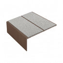 Square edge aluminium stair nosing, 85mm tread, everest (light grey) exterior grip insert, dark bronze finish