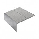 Square edge aluminium stair nosing, 85mm tread, everest (light grey) exterior grip insert, mill finish finish
