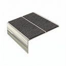 Square edge aluminium stair nosing, 85mm tread, obsidian (dark charcoal) Mor Grip insert, bright polished finish