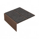 Square edge aluminium stair nosing, 85mm tread, obsidian (dark charcoal) Mor Grip insert, dark bronze finish