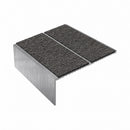 Square edge aluminium stair nosing, 85mm tread, obsidian (dark charcoal) Mor Grip insert, mill finish finish