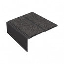 Square edge aluminium stair nosing, 85mm tread, obsidian (dark charcoal) Mor Grip insert, satin black finish