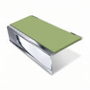 Square Aluminium Stair Nosing 2.44m | 46mm Tread | 25mm Ri, apple green insert, Mirrorflect Silver finish