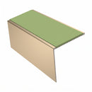 Square Aluminium Stair Nosing 2.75m 56mm Tread Single, apple green insert, Satin Bronze finish