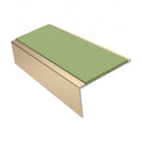 Square Aluminium Stair Nosing 2.44m | 46mm Tread | 25mm Ri, apple green insert, Satin Bronze finish
