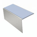 Square Aluminium Stair Nosing 2.75m 56mm Tread Single, aura insert, Satin Silver finish