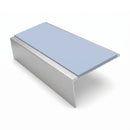 Square Aluminium Stair Nosing 2.44m | 46mm Tread | 25mm Ri, aura insert, Satin Silver finish