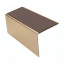 Square Aluminium Stair Nosing 2.75m 56mm Tread Single, brown insert, Satin Bronze finish