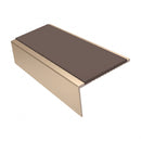 Square Aluminium Stair Nosing 2.44m | 46mm Tread | 25mm Ri, brown insert, Satin Bronze finish