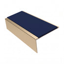 Square Aluminium Stair Nosing 2.44m | 46mm Tread | 25mm Ri, dark blue insert, Satin Bronze finish