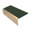 Square Aluminium Stair Nosing 2.44m | 46mm Tread | 25mm Ri, dark green insert, Satin Bronze finish
