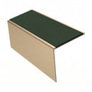Square Aluminium Stair Nosing 2.75m 56mm Tread Single, dark green insert, Satin Bronze finish
