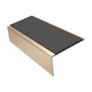 Square Aluminium Stair Nosing 2.44m | 46mm Tread | 25mm Ri, dark grey insert, Satin Bronze finish