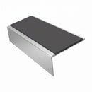 Square Aluminium Stair Nosing 2.44m | 46mm Tread | 25mm Ri, dark grey insert, Satin Silver finish