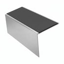 Square Aluminium Stair Nosing 2.75m 56mm Tread Single, dark grey insert, Satin Silver finish