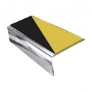 Square Aluminium Stair Nosing 2.44m | 46mm Tread | 25mm Ri, hazard insert, Mirrorflect Silver finish