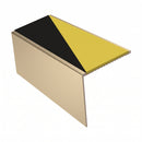 Square Aluminium Stair Nosing 2.75m 56mm Tread Single, hazard insert, Satin Bronze finish