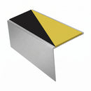 Square Aluminium Stair Nosing 2.75m 56mm Tread Single, hazard insert, Satin Silver finish