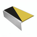 Square Aluminium Stair Nosing 2.44m | 46mm Tread | 25mm Ri, hazard insert, Satin Silver finish