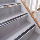 Square Aluminium Stair Nosing 2.44m | 46mm Tread | 25mm Ri in Mirrorflect Silver finish fitted on a commercial stair