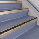 Square Aluminium Stair Nosing 2.75m 56mm Tread Single in Satin Bronze finish fitted on a commercial stair