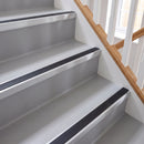 Square Aluminium Stair Nosing 2.44m | 46mm Tread | 25mm Ri in Satin Silver finish fitted on a commercial stair