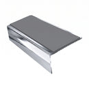 Square Aluminium Stair Nosing 2.44m | 46mm Tread | 25mm Ri, mid grey insert, Mirrorflect Silver finish