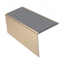 Square Aluminium Stair Nosing 2.75m 56mm Tread Single, mid grey insert, Satin Bronze finish