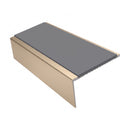 Square Aluminium Stair Nosing 2.44m | 46mm Tread | 25mm Ri, mid grey insert, Satin Bronze finish
