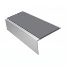 Square Aluminium Stair Nosing 2.44m | 46mm Tread | 25mm Ri, mid grey insert, Satin Silver finish