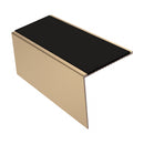 Square Aluminium Stair Nosing 2.75m 56mm Tread Single, premium black insert, Satin Bronze finish