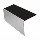 Square Aluminium Stair Nosing 2.75m 56mm Tread Single, premium black insert, Satin Silver finish