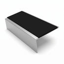 Square Aluminium Stair Nosing 2.44m | 46mm Tread | 25mm Ri, premium black insert, Satin Silver finish
