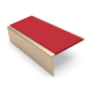 Square Aluminium Stair Nosing 2.44m | 46mm Tread | 25mm Ri, red insert, Satin Bronze finish