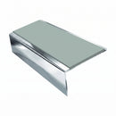 Square Aluminium Stair Nosing 2.44m | 46mm Tread | 25mm Ri, sage green insert, Mirrorflect Silver finish