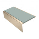 Square Aluminium Stair Nosing 2.44m | 46mm Tread | 25mm Ri, sage green insert, Satin Bronze finish