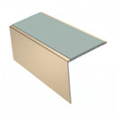 Square Aluminium Stair Nosing 2.75m 56mm Tread Single, sage green insert, Satin Bronze finish
